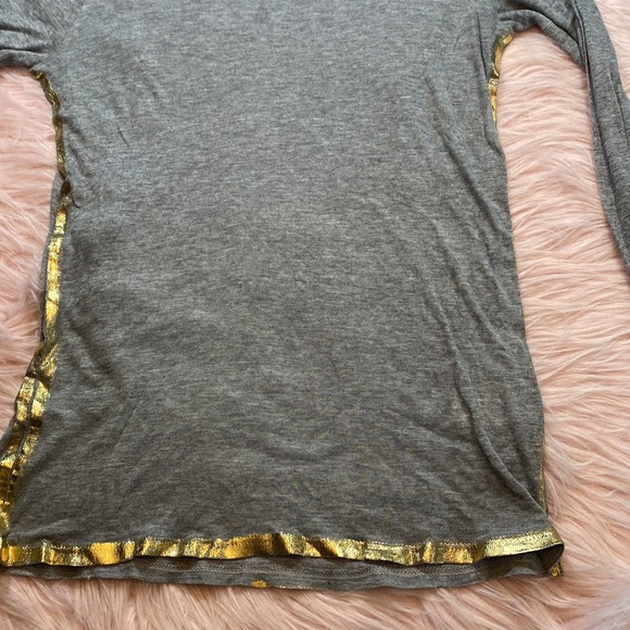 Zadig & Voltaire Willy Gold Grey Long Sleeve Tee sz XS - Picture 7 of 10